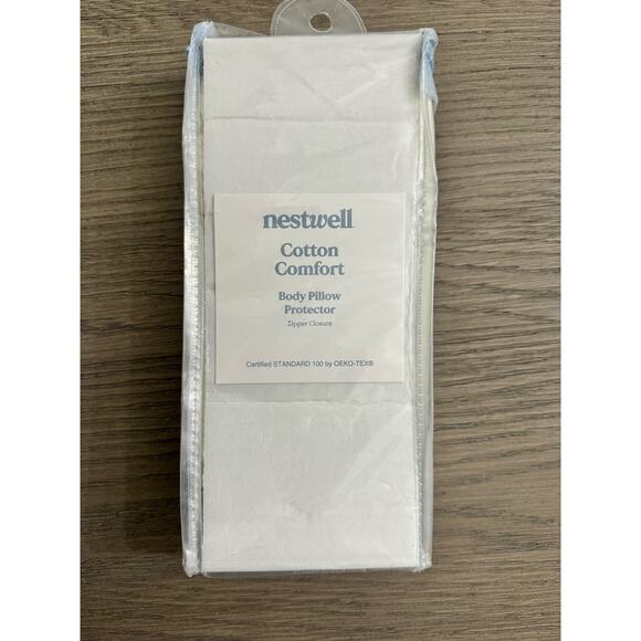 Nestwell 100% Cotton Comfort Body Pillow Protector in Egret 20" x 54" (NEW) - Picture 1 of 4
